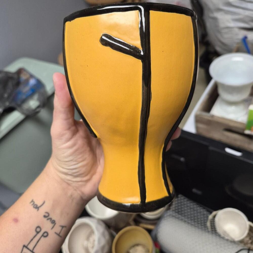 Yellow ceramic vase
